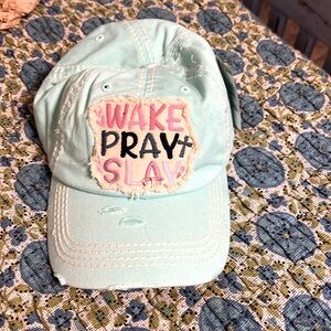 Wake pray slay slightly distressed hat
